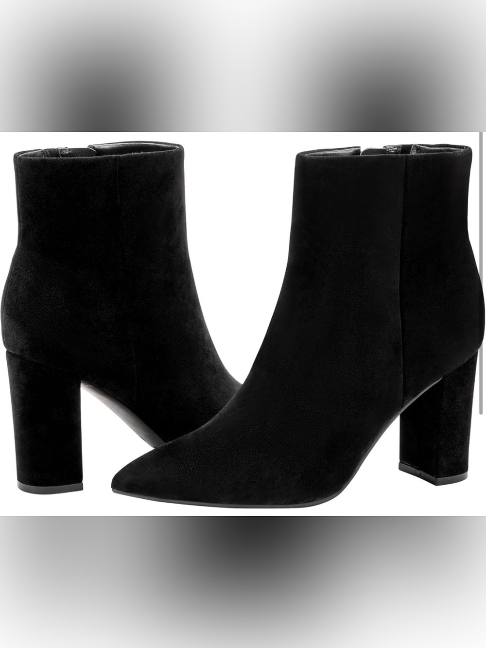 Marc Fisher LTD Black Suede Pointed Toe Block Heel Ankle Boots - Size 8.5M